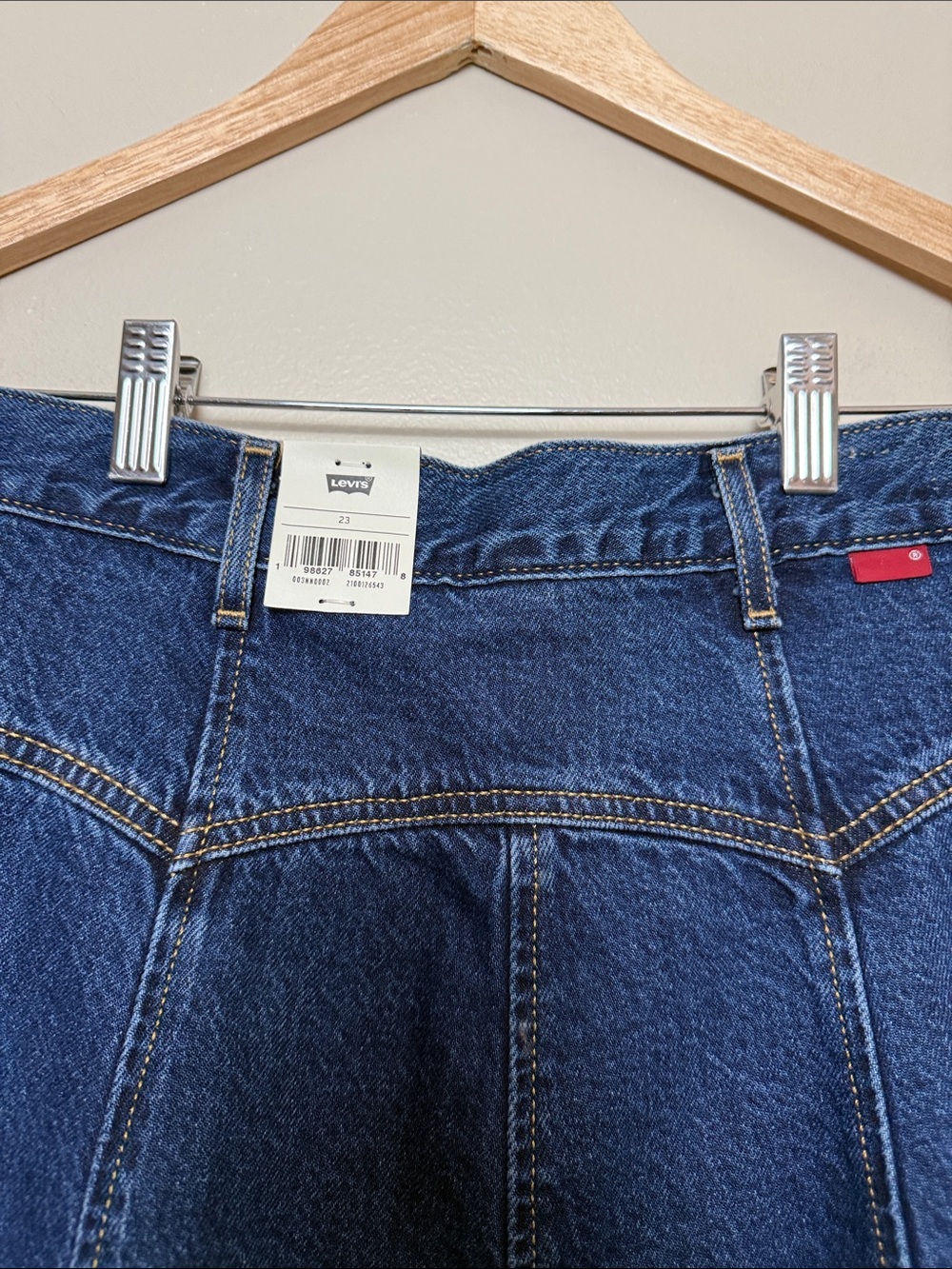 Levi’s Denim Circle Skirt Button Front A Line Midi Maxi Y2K Blue Size 23 NWT - Picture 6 of 9